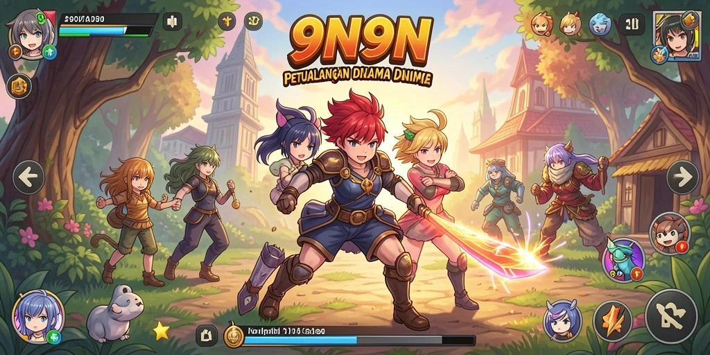 Tampilan gameplay seru di dunia anime 9N9N.