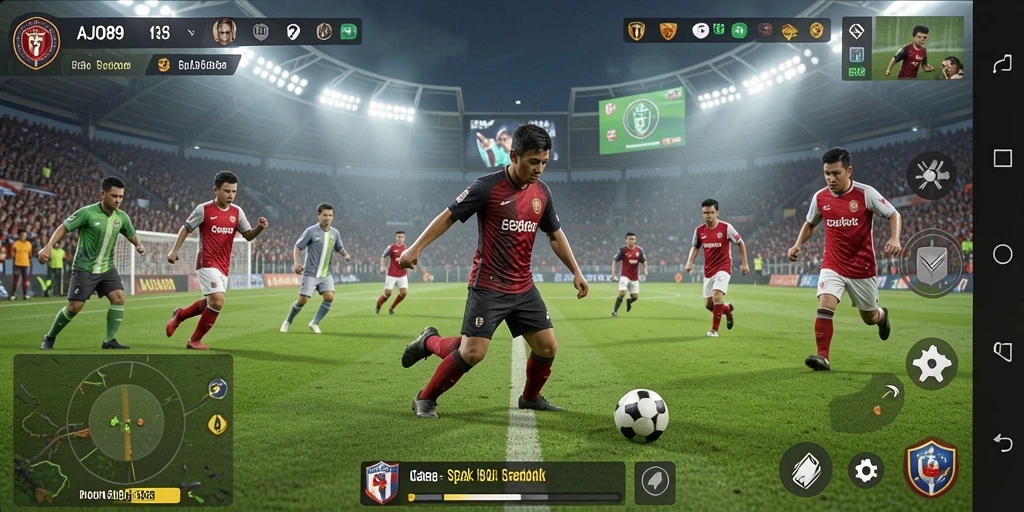 Screenshot AJO89 menampilkan aksi seru dalam permainan sepak bola.