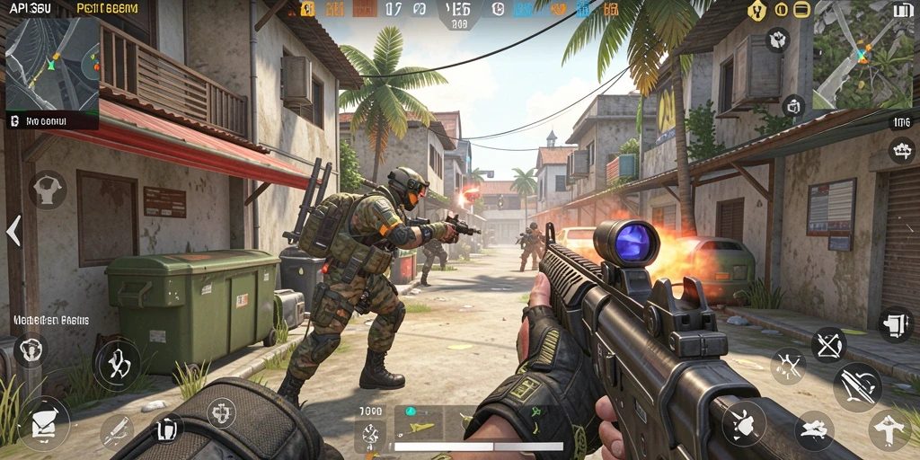 Tampilan seru dari gameplay API36 menghadirkan aksi FPS yang mendebarkan.