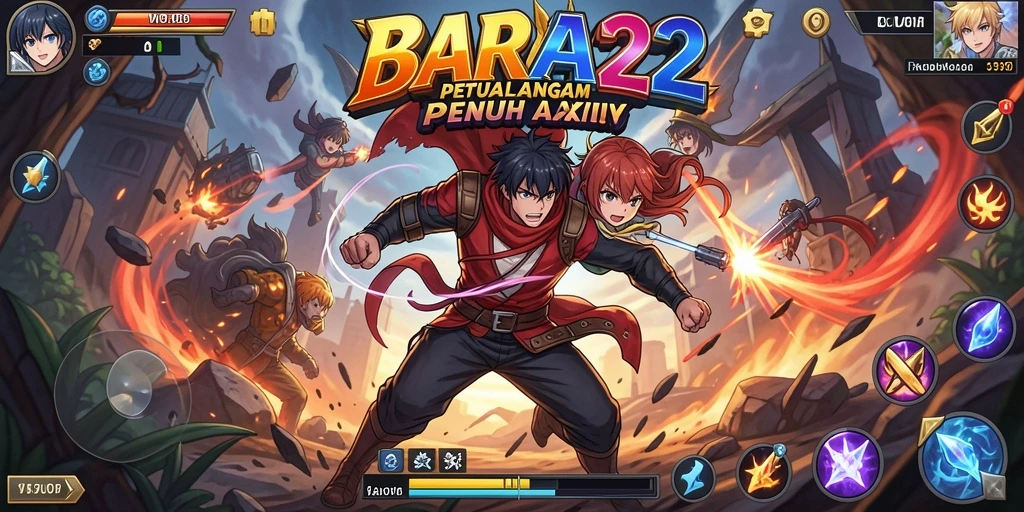 Tampilan gameplay BARA22 yang menawan dengan aksi karakter Anime.