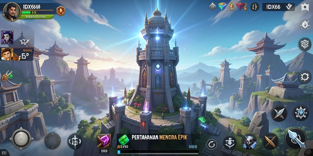 Screenshot gameplay menampilkan strategi Tower Defense seru.