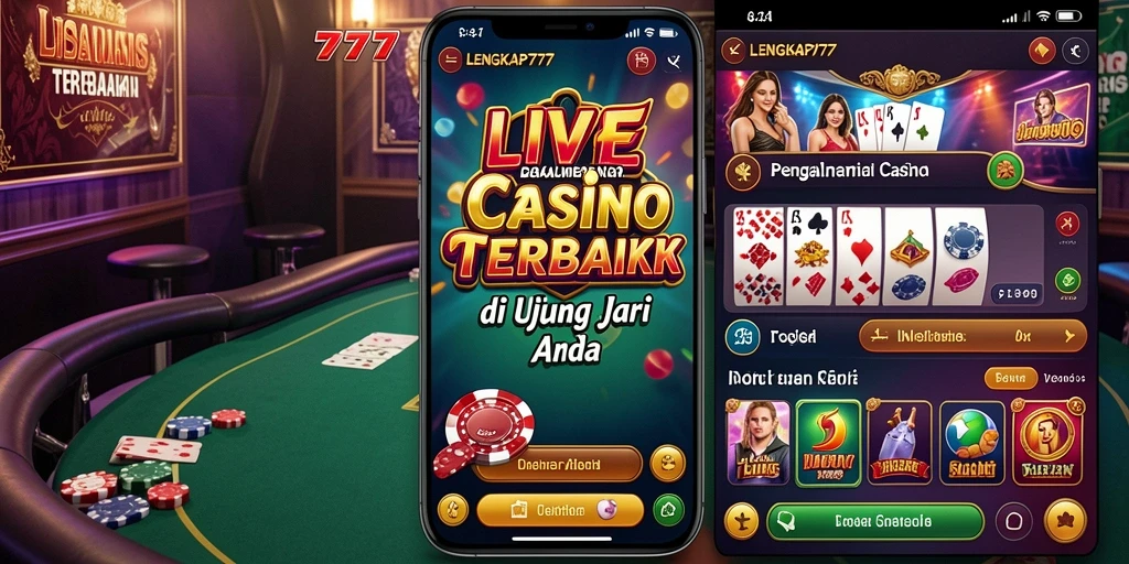 Tampilan menarik dari game Live Casino LENGKAP777 dengan dealer langsung.