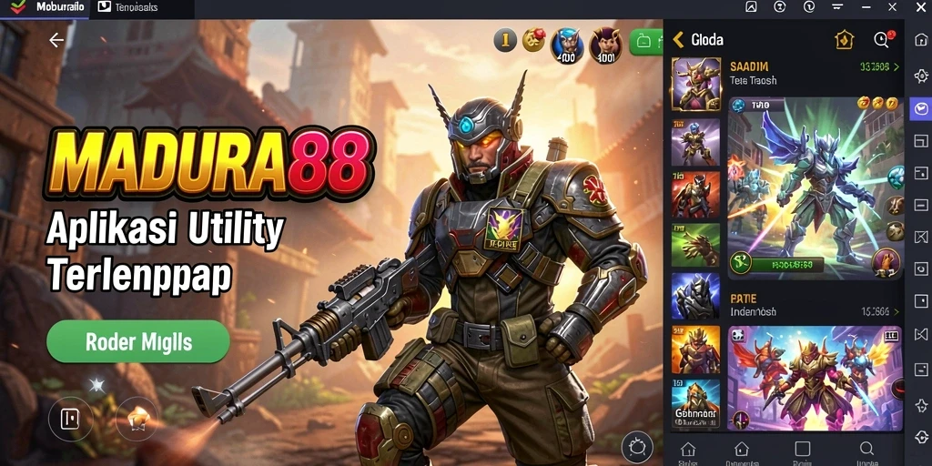 Tampilan utama MADURA88 dengan berbagai fitur Utility yang mudah diakses.