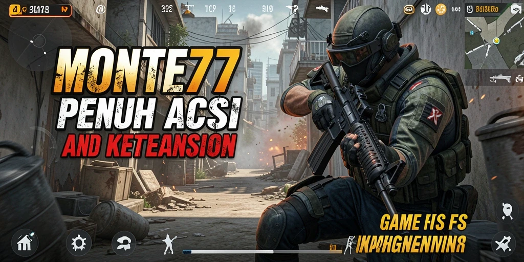 Tampilan gameplay MONTE77 dengan aksi FPS yang mendebarkan.