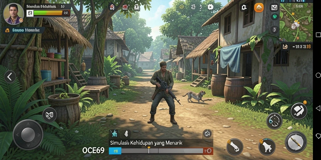 Gameplay menarik dalam OCE69 yang menunjukkan karakter beraktifitas.