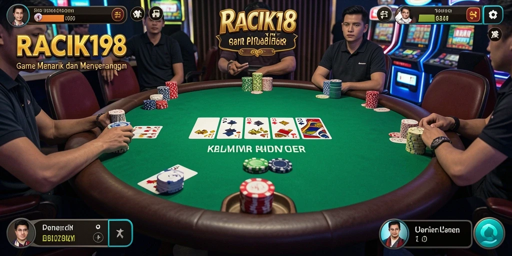 Tampilan utama gameplay Poker di RACIK198 yang menegangkan dan seru.