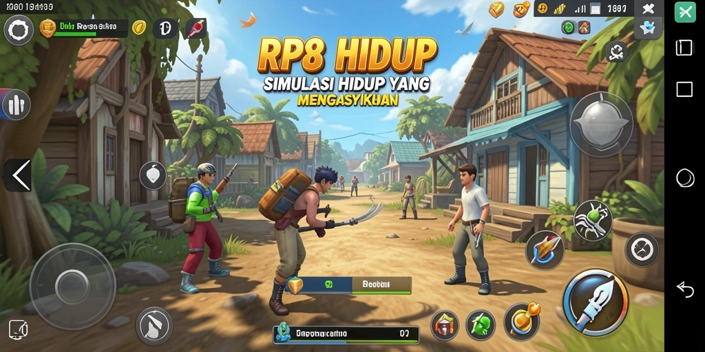 Tampilan gameplay RP8 yang menarik dengan interaksi sosial di dunia virtual.