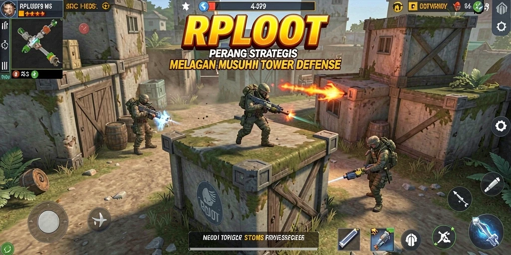 Gameplay seru RPLOOT dengan menara pertahanan yang mendebarkan.