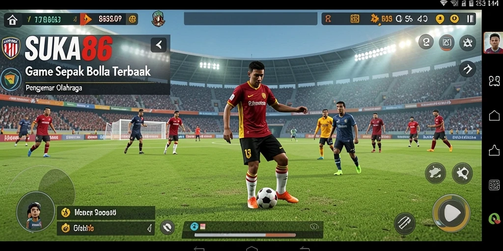 Tampilan gameplay sepak bola yang menegangkan di SUKA86.